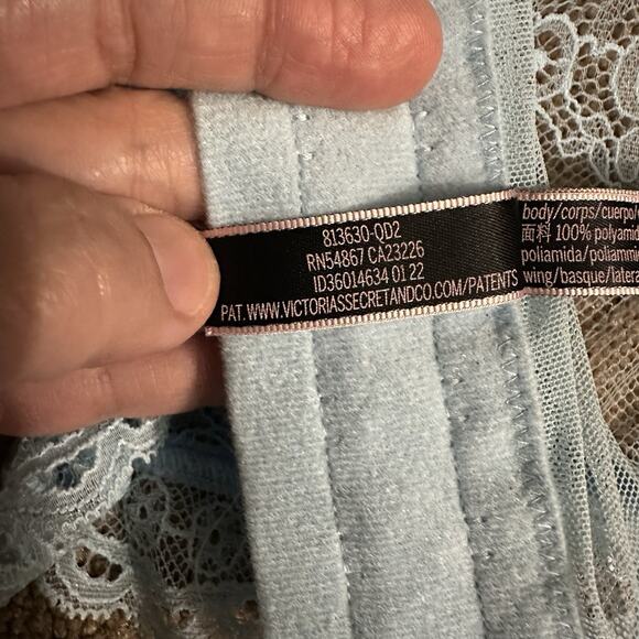 Victoria’s Secret Very Sexy Lace Push-Up Longline Bustier 34A Blue Corset - Picture 7 of 9